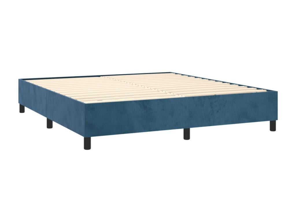 Upholstered bed base and mattress, dark blue, 160x200cm, velvet, 15494HOUL