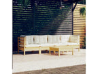 5-piece garden furniture set with cream cushions, solid pine wood 93190TUSW