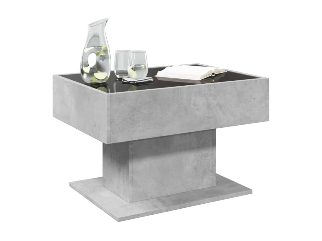 Coffee table with LED, concrete grey, 70x50x45 cm, engineered wood, 97736SWCM