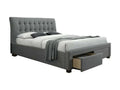 Bohometop 48075KEYF Grey Fabric Bed 160x200cm with Upholstered Headboard