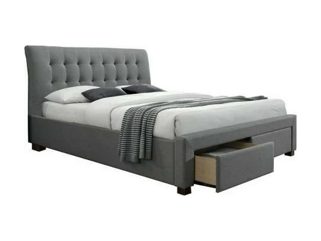 Bohometop 48075KEYF Grey Fabric Bed 160x200cm with Upholstered Headboard