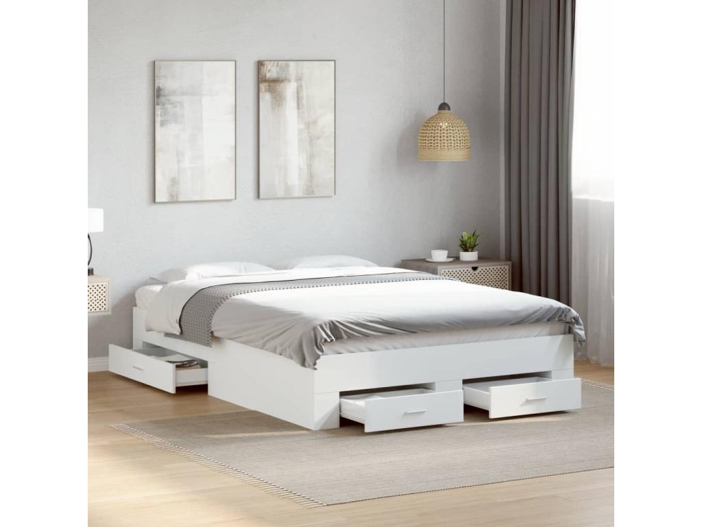 Bed frame with drawers, mattress not included, white, 120x190 cm, 31831OTQZ