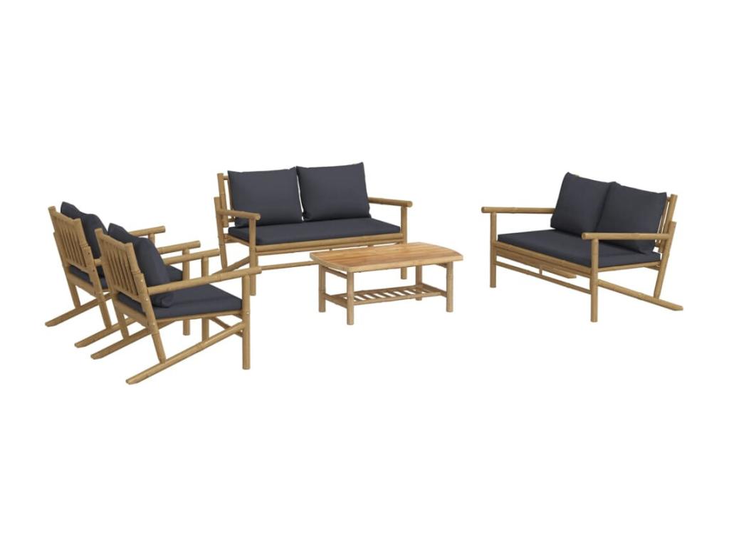 Bohometop 5-piece garden furniture set with dark grey cushions 59503NKHV