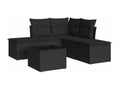 6-piece garden furniture set with cushions, black wicker resin 94964CCDM