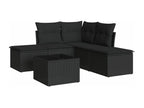 6-piece garden furniture set with cushions, black wicker resin 94964CCDM