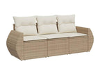 3-piece garden furniture set with cushions, beige woven resin, 45466WSBA