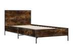 Smoked oak bed frame 100x200 engineered wood and metal