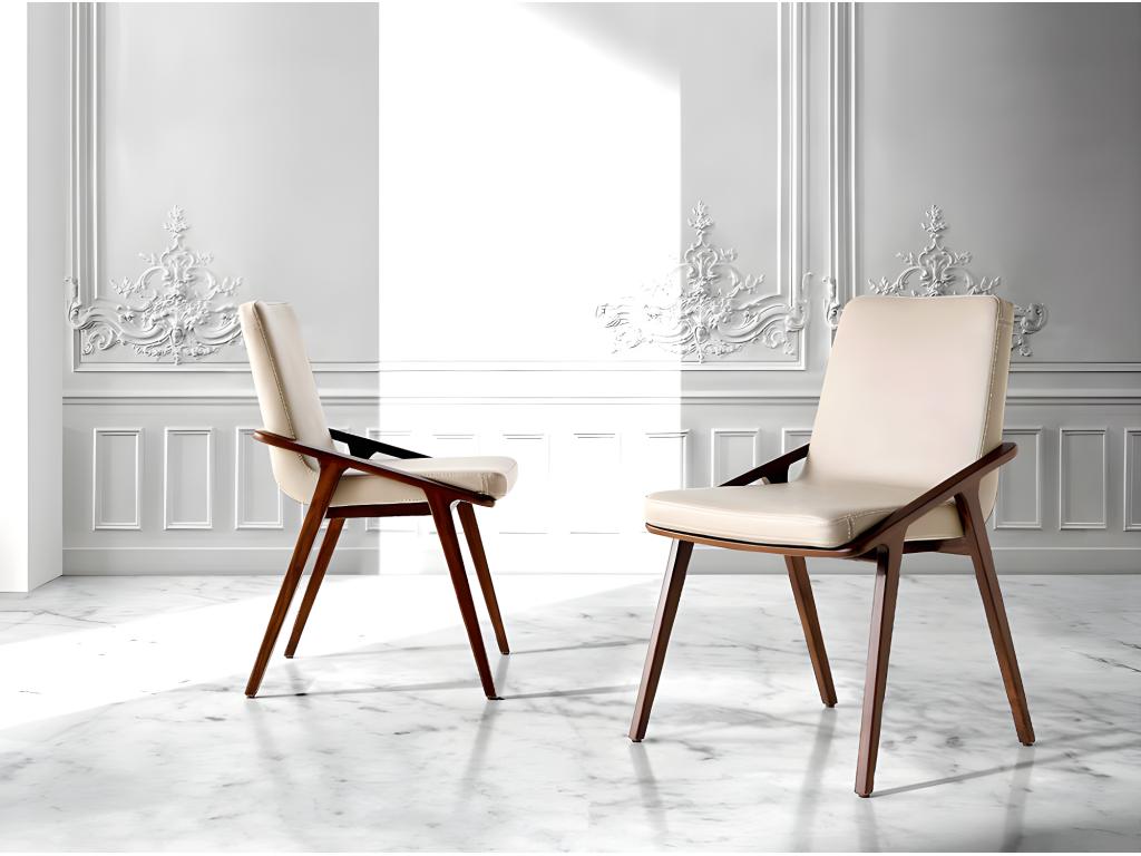 Bohometop Ash Wood and Faux Leather Chair - Set of 2 - Bohometop Color 07 Sand 26419TINQ