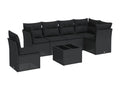 7-piece garden furniture set with cushions, black woven resin 49867CHQF