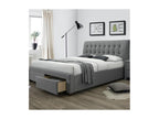 Bohometop 48075KEYF Grey Fabric Bed 160x200cm with Upholstered Headboard