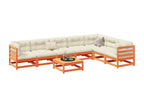 8-piece garden furniture set with cushions, brown wax, solid pine wood, 56459UJFV