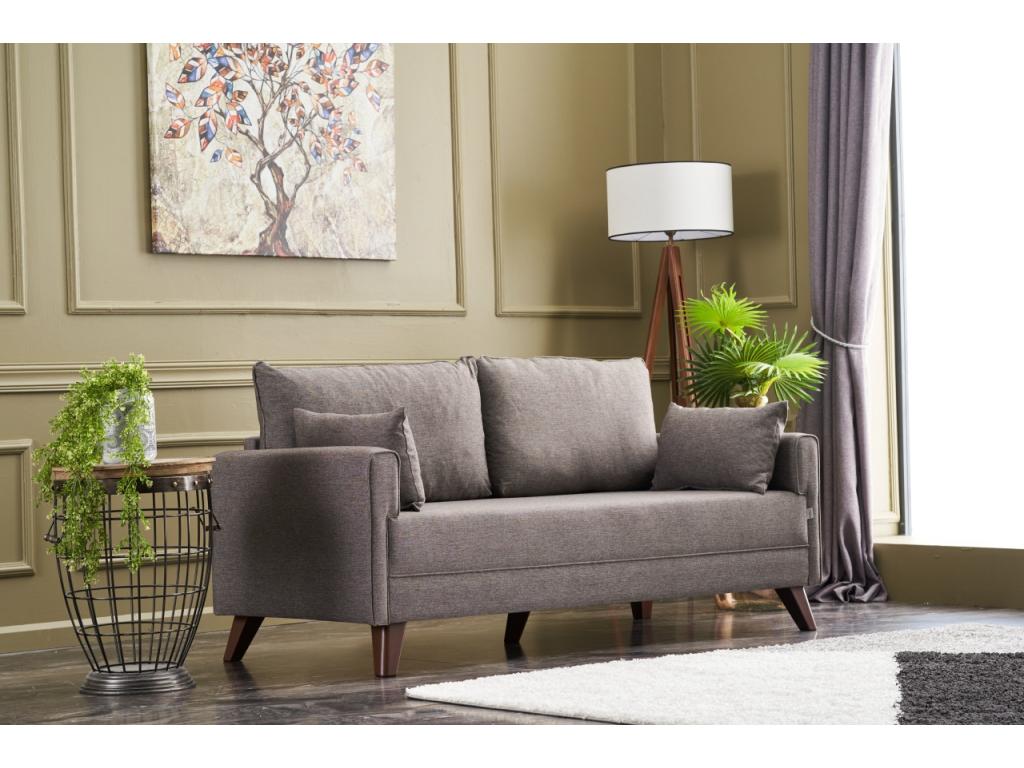 Small 2-seater sofa in light brown Bohometop fabric, 177cm, 98646GEOJ