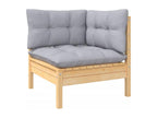 13-piece garden furniture set with grey cushions, solid pine wood, 65008OVSS