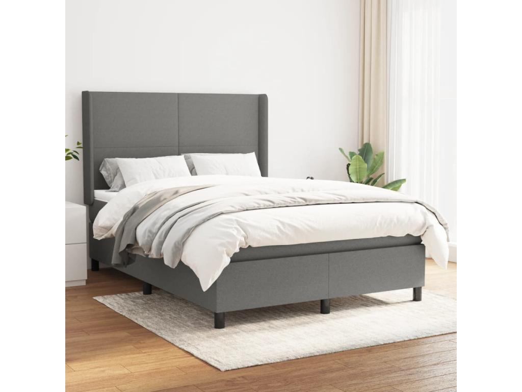 Bohometop bed base with mattress, dark grey, 140x190cm, fabric, 80357XGTT