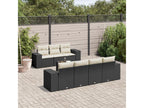 8-piece garden furniture set with cushions, black woven resin, 71459HYCO