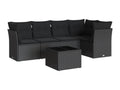 6-piece garden furniture set with cushions, black woven resin 61391ALVF