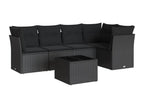 6-piece garden furniture set with cushions, black woven resin 61391ALVF