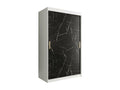 Bohometop 247 Wardrobe, Matte White - Black Marble, 200x120x62cm, Sliding Wardrobe Doors, 17329YBKE