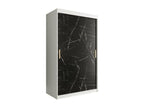 Bohometop 247 Wardrobe, Matte White - Black Marble, 200x120x62cm, Sliding Wardrobe Doors, 17329YBKE