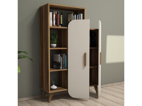 Bohometop 2-Door Bookcase 90x132cm Natural Wood and Cream White 79538SSWB