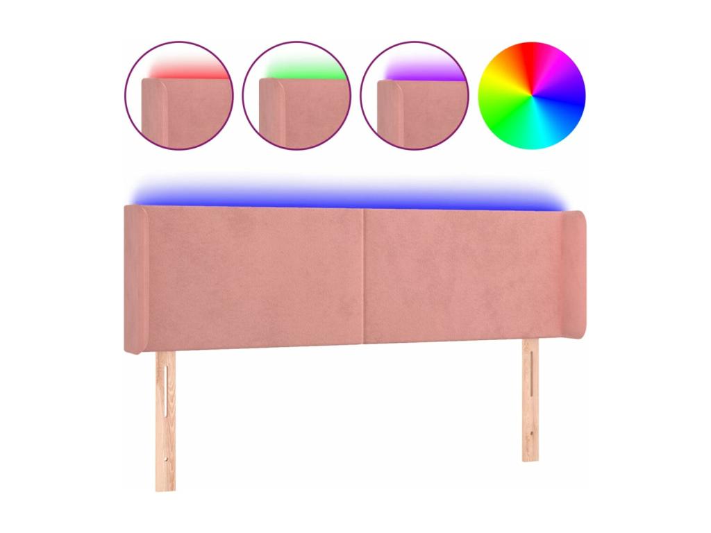 Pink LED Headboard 147x16x78/88 cm Velvet 48788NKZK