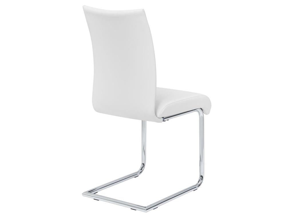 Set of 4 Bohometop dining chairs with chrome legs and white synthetic upholstery 13794NHNJ