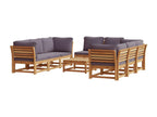 Bohometop 30490YOED 9-Piece Solid Wood Garden Furniture Set with Cushions