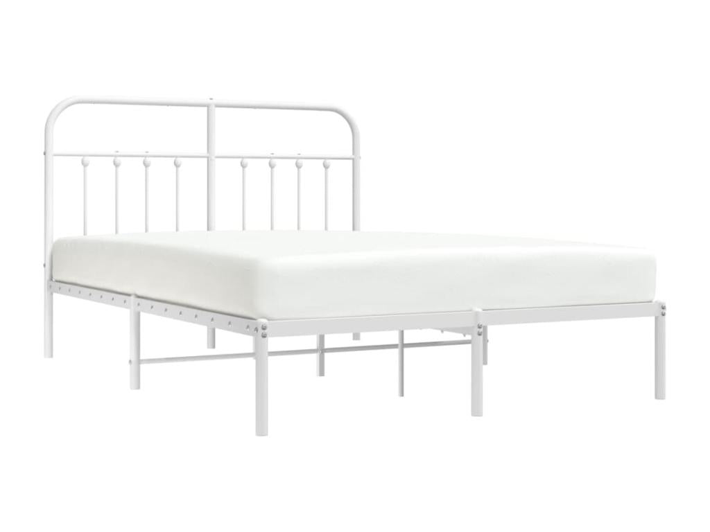 Metal bed frame with white headboard 135x190 cm 73033TAHU