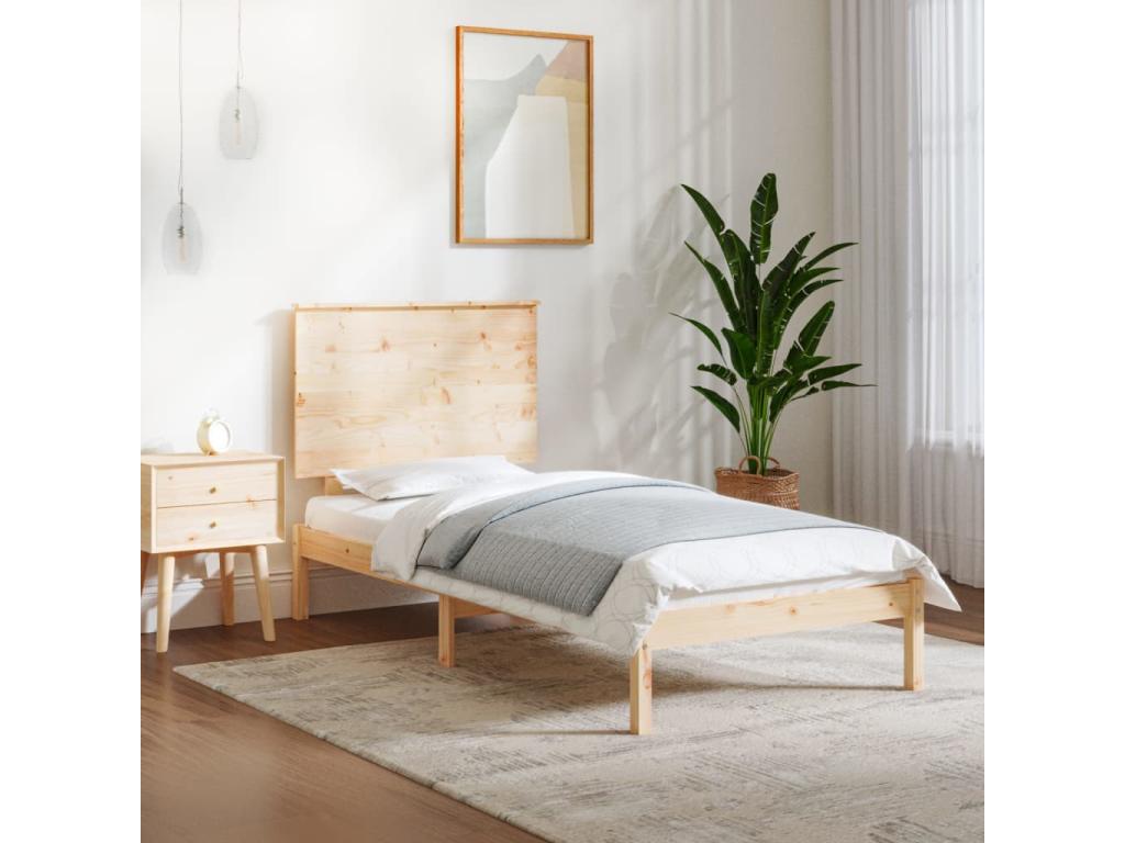 Solid pine wood bed frame 100x200 cm 37497XWYT