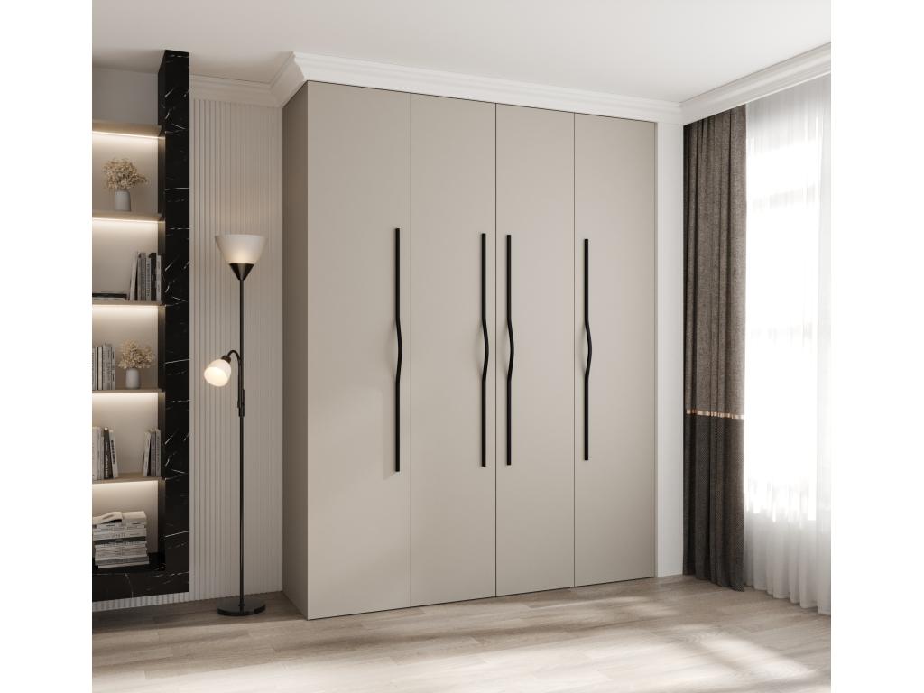 Bohometop 2 Hinged Door Wardrobe 245.5/190/40 4 Doors Cashmere/Black 00295HYAT