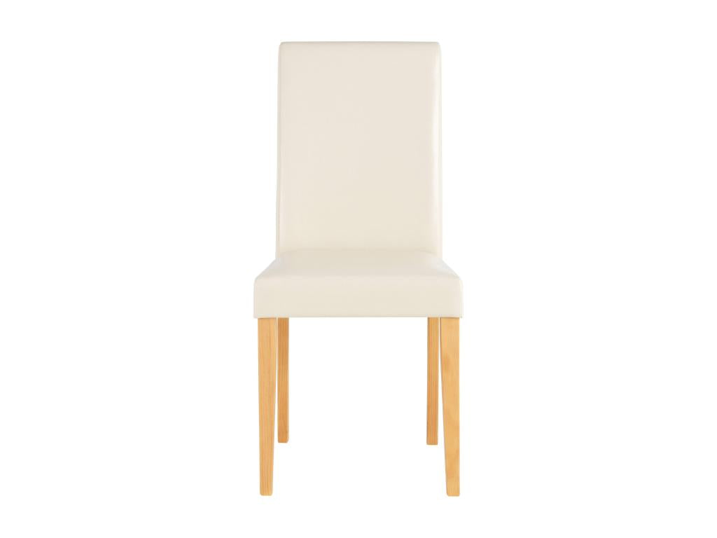 Homelumiere - Set of 2 cream PU dining chairs with pine legs