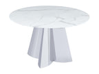 Bohometop round dining table and white marble-effect glass, 130cm diameter, 34337OUBA