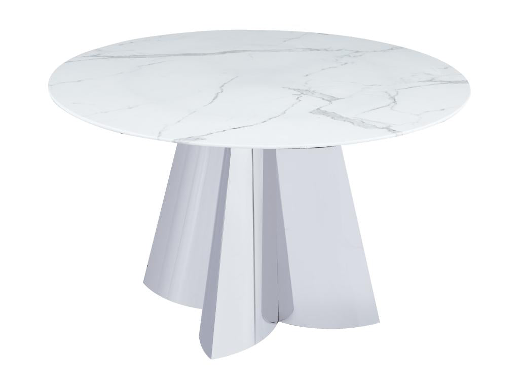 Bohometop round dining table and white marble-effect glass, 130cm diameter, 34337OUBA