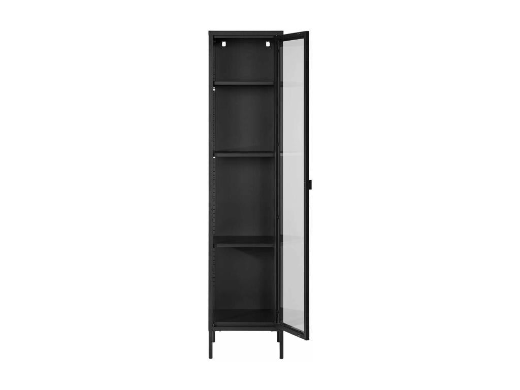 Bohometop - 1-Door Glass and Black Metal Display Cabinet H180cm 66447RPNM