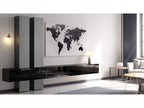 Wall Combination: Body in Matte Black/Fronts in High Gloss Black and Bohometop-Anthracite, HxWxD 204x330x39 cm, 63577HETO