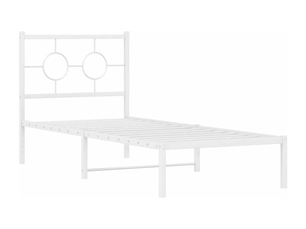 Metal bed frame without mattress, with white headboard, 75x190cm, 71438KSLB
