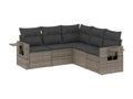 5-piece garden furniture set with grey resin wicker cushions 90793GLAY
