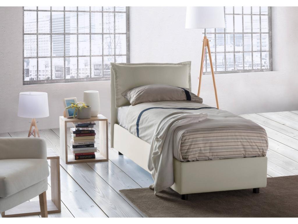 Bohometop Single Bed with Storage, Fabric Upholstery, Made in Italy, Front Opening, Suitable for a 90x200 cm Mattress, Beige 42093ILSY