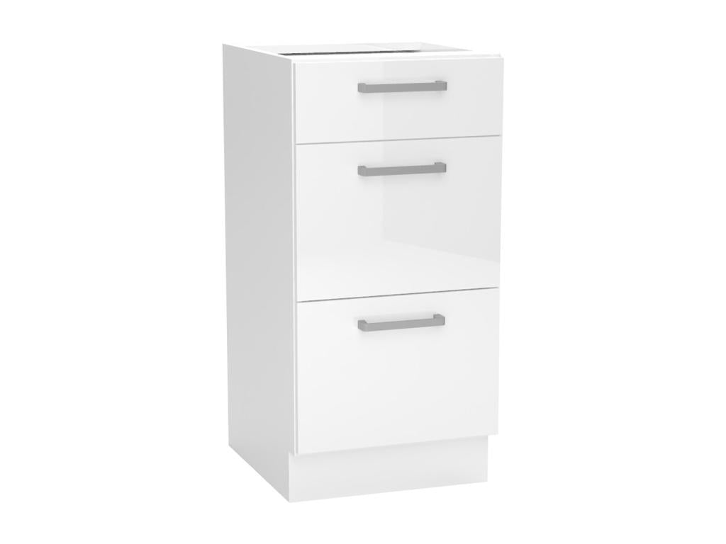 Kitchen base cabinet with 3 drawers, white - length 40 x depth 44.60 x height 82 cm